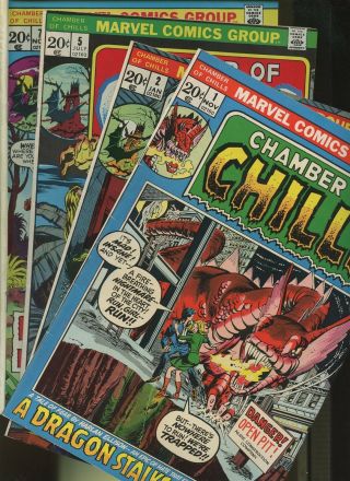 Chamber Of Chills 1,  2,  5,  7 4 Books Marvel Horror Comics Dragons Monsters