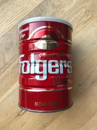 Vintage Folgers Coffee Can Red Automatic Drip 13 Oz