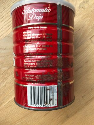 Vintage Folgers Coffee Can Red Automatic Drip 13 Oz 2