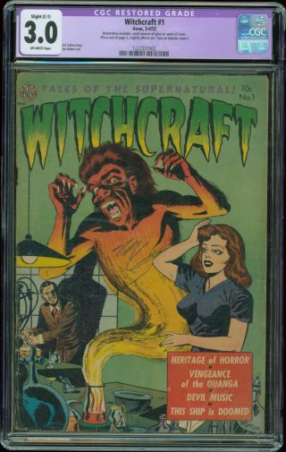 Witchcraft 1 Cgc 3.  0 Gd/vg Restored (slight C - 1) Joe Kubert Art 1952 Avon Pch