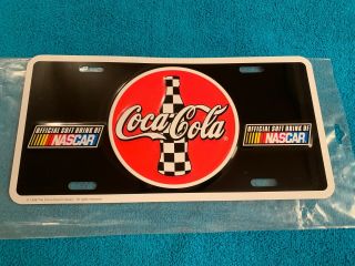 VINTAGE RARE NASCAR COCA COLA LICENSE PLATE TAG COKE SODA POP SIGN 3