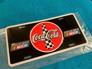 VINTAGE RARE NASCAR COCA COLA LICENSE PLATE TAG COKE SODA POP SIGN 4