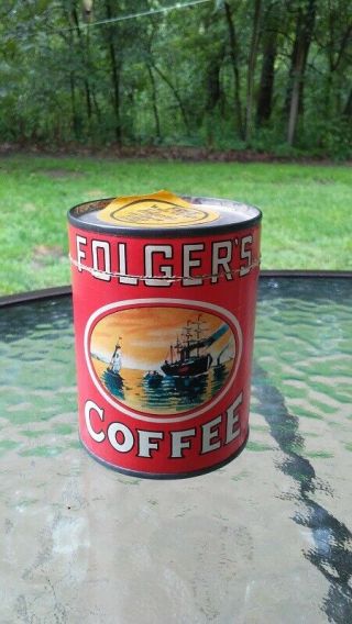 Vintage Folgers Coffee Puzzle Can Rare Give Away Promotion