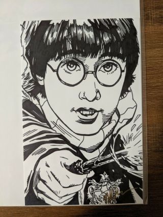 Michael Golden Signed Harry Potter Drawing And Signed Comic Book