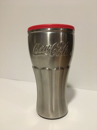 Coca Cola Coke Hot/cold Stainless - Steel Cup With Sip Lid.  7” Tall