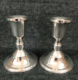 Vintage Pair Duchin Creation Sterling Silver Weighted Candlesticks Holders 3.  75 "