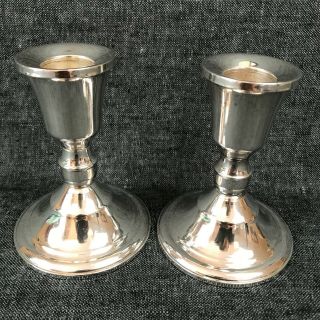 Vintage Pair Duchin Creation STERLING SILVER Weighted Candlesticks Holders 3.  75 