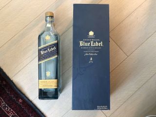 Johnnie Walker Blue Label Scotch Whiskey Bottle & Case (empty) 750 Ml