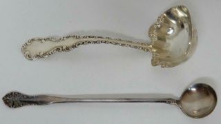 18 - 1900’s Two Silver Table Ladles - Sterling Deep Bowl & Plated Long - Handled One