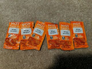 6 Taco Bell Hot Salsa Rare Collectible Un - Opened Will You Marry Me? X6
