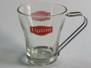 Lipton Tea Glass Mug With S/steel Detachable Handle Colle/ble Advertising Promo