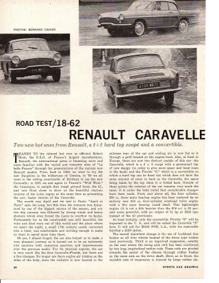 1962 Renault Caravelle & Floride " S " 4 - Page Road Test / Article / Ad