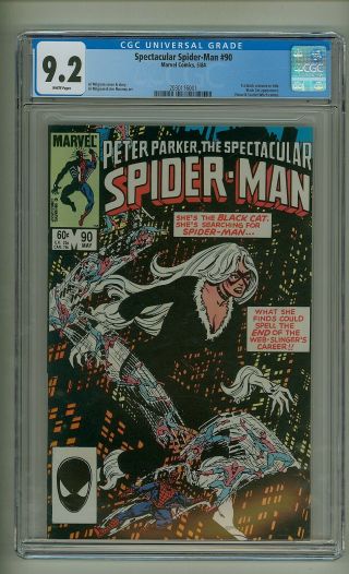 Spectacular Spider - Man 90 (cgc 9.  2) White Pages; Black Cat 1984 Marvel (c 24078