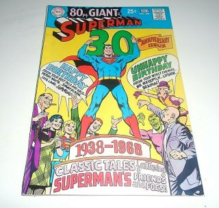 Superman 207 Comic (8.  5 Vf, ) 1968 Dc,  80 Page Giant,  30th Anniversary Issue