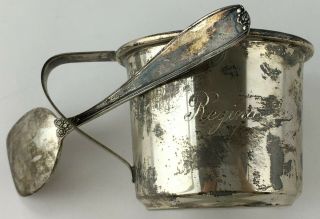Vintage Sterling Silver Baby Cup Mug And Spoon By R.  Harris 71.  81 Grams Scrap