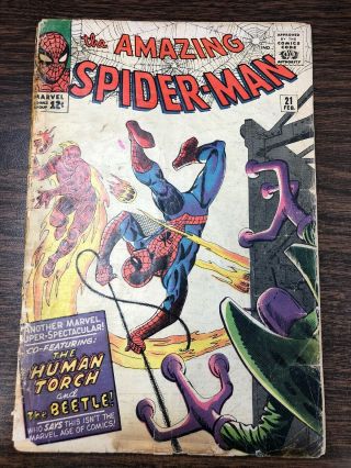 Spider - Man 21 Marvel 1965 Human Torch & Beetle Appearance Affordable
