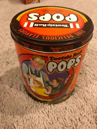 Vintage Tootsie Roll Pops Tin 1997 1st In Series Orange Container Home Decor