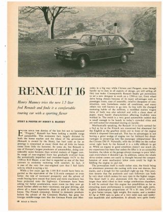 1965 Renault 16 4 - Page Article / Ad