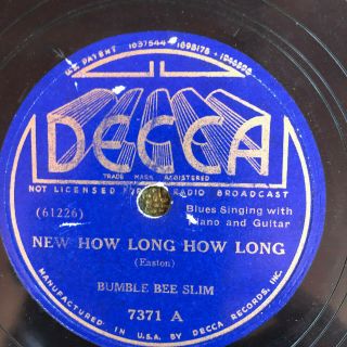 Decca 7371 Bumble Bee Slim How Long Blues 78 Rpm 1936 Ee - /e -