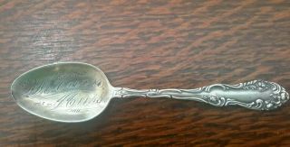 Antique WOBURN Mass.  Sterling Silver Souvenir Spoon c1892 15.  56g 2