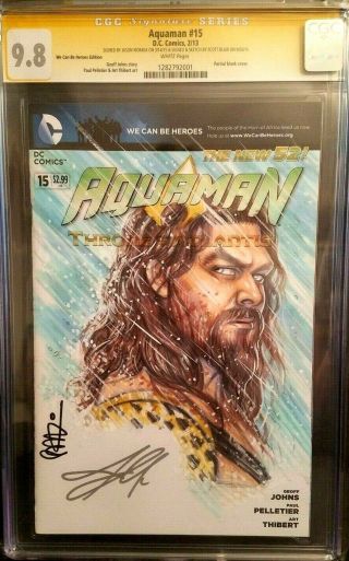 Aquaman 15 (2013) Movie Aquaman Sketch Cover / Cgc 9.  8 / Signed By Jason Momoa