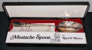 Vintage Reed & Barton Silver Mustache Spoon W/ Carrying Pouch Silverplate