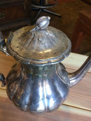Vintage Antique Silver Plate Acorn Coffee/Tea Pot Weddings Parties Bridal 2