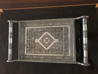 Colonial Style hand Crafted Silver Indian Tray 2