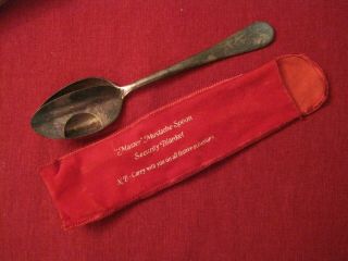 Vintage Reed & Barton Silver Mustache Spoon With Carrying Pouch Silverplate