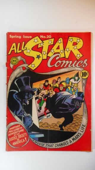 All Star Comics 20 Gd 2.  0 (dc 1940 Series) Dr Fate And Sandman Cameos
