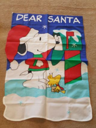 Snoopy " Dear Santa " Large Garden Flag (27 " X 40 ") Christmas Holiday Peanuts