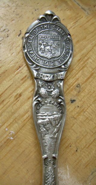Vintage Fred Harvey San Xavier Mission Sterling Spoon w/Indian & Grand Canyon AZ 4