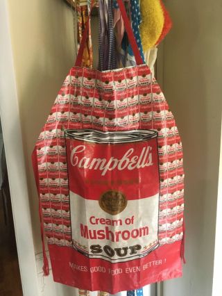 Vintage Campbell’s Cream Of Mushroom Soup Andy Warhol Pop Art Apron 1983