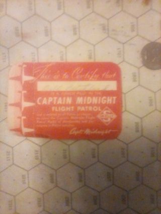 Captain Midnight 1939 Flight Patrol Membership Card