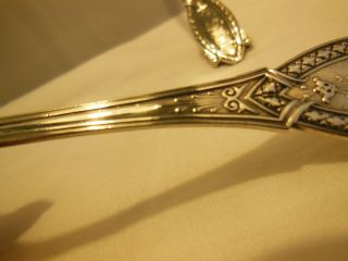 ANTIQUE VTG H.  HOTCHKISS STERLING SILVER SPOON & PATE KNIFE WITH PRONGS PAT.  1887 4