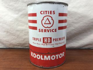 Vintage 1950’s Cities Service Gas & Oil Koolmotor Motor Oil Advertising Tin Can 3