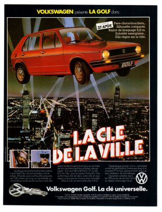1982 Volkswagen Rabbit Golf Vintage Print Ad Red Car Photo Style Poster