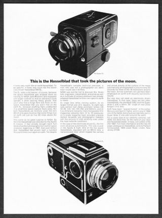 1969 Hasselblad 500 Space & Earth El Moon Camera Photo Vintage Promo Print Ad