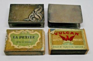 Vintage Sterling Silver Matchbox Holders (safes) - - 2 Different Designs - Makers