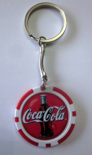Coca Cola Soda Pop Poker Chip Key Chain Ring