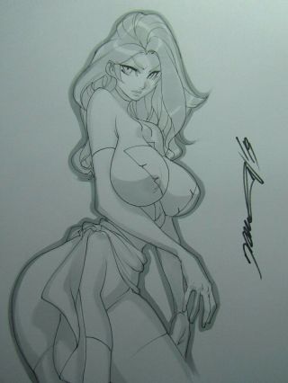 Phoenix X - Men Girl Sexy Busty Sketch Pinup - Daikon Art