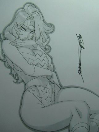 Wonder Woman Girl Sexy Busty Sketch Pinup - Daikon Art