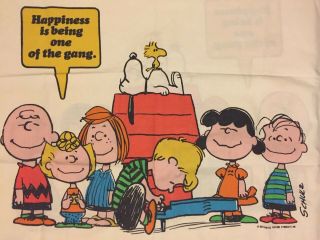 Vtg Peanuts Charlie Brown The Gang 1971 Standard Pillowcase