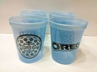 Oreo Color Changing (clear Turns Blue) Cups Set Of Four 4 Plastic Cookie Design