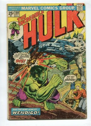 1974 Marvel Incredible Hulk 180 1st Appearance Wolverine Cameo Lower Grade B1