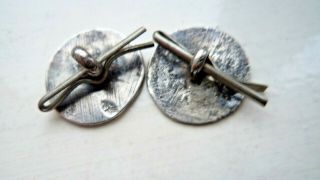 RARE PAIR ARTS & CRAFTS HORSEPACK c1900 HUNTING SOLID SILVER BUTTONS 5