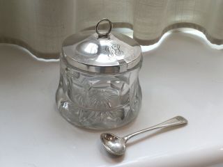 Antique John Turton And Co Silver Plated And Glass Sugar Bowl