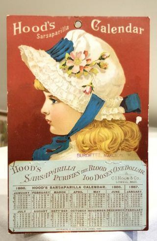 Blond - Haired Girl In Flower Bonnet.  Hood 