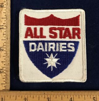 Vintage All Star Dairies Milk Dairy Farming Uniform Patch