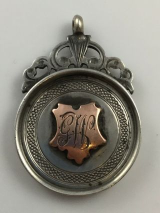 Hallmarked Silver And Gold Fob Medal.  Birmingham,  1922,  J.  Mcmenamin